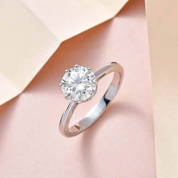 D'Joy Heart And Arrow Cut Moissanite 2.35 Ctw Ring In Platinum Over Sterling Silver (Del. In 5-7 Days)