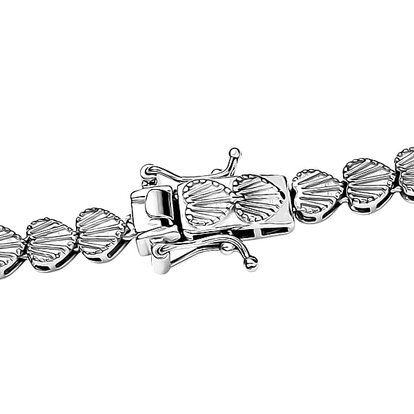 D'Joy Heart Link Necklace In Rhodium Over Sterling Silver 35.55 Grams 18 Inches
