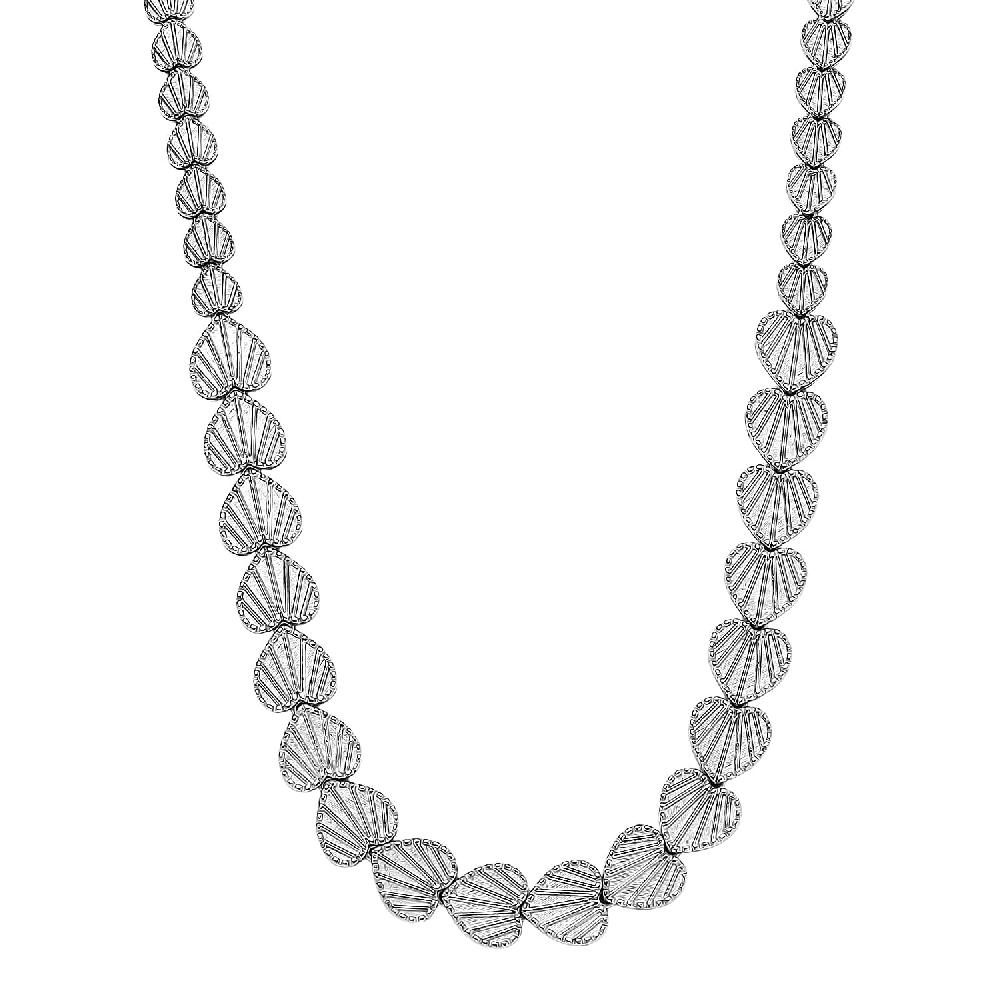 D'Joy Heart Link Necklace in Rhodium Over Sterling Silver 35.55 Grams 18 Inches