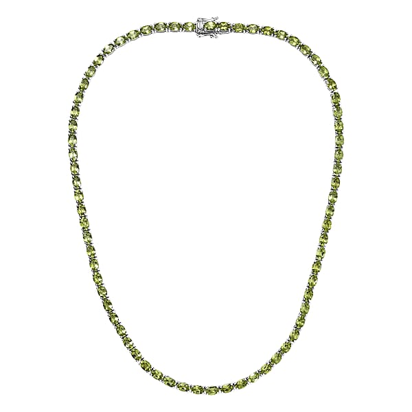 D’Joy Hebei Peridot 35.25 Ctw Vine In Garden Necklace In Rhodium Over Sterling Silver 18 Inches