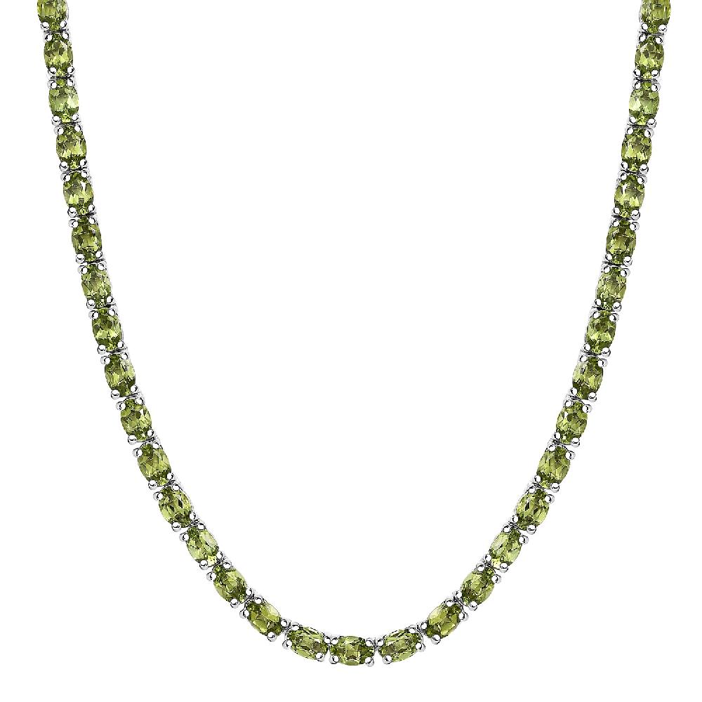 D’Joy Hebei Peridot 35.25 ctw Vine in Garden Necklace in Rhodium Over Sterling Silver 18 Inches