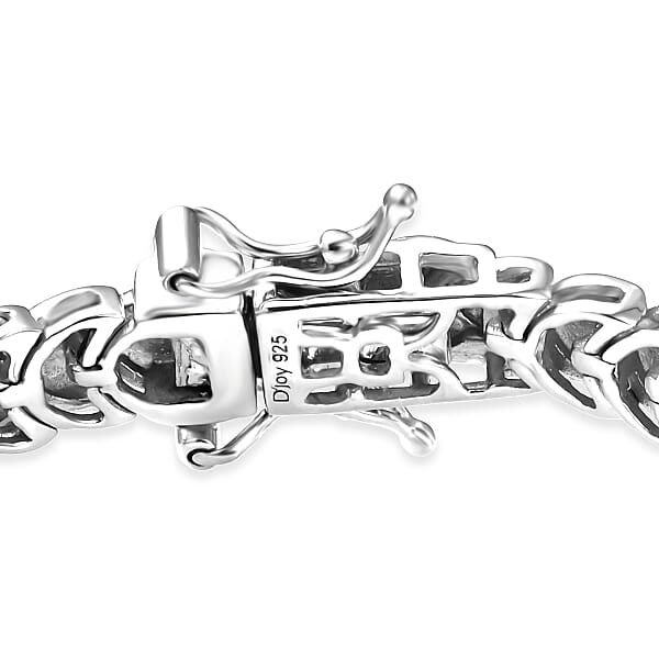 D'Joy Herringbone Linking Bracelet In Rhodium Over Sterling Silver (7.25 In) 14.70 Grams