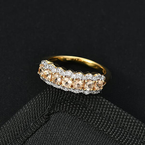 D'Joy Imperial Garnet Moissanite Ring In 18K Vermeil YG Over Sterling Silver 1.30 Ctw