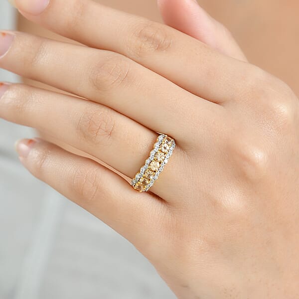 D'Joy Imperial Garnet Moissanite Ring In 18K Vermeil YG Over Sterling Silver 1.30 Ctw