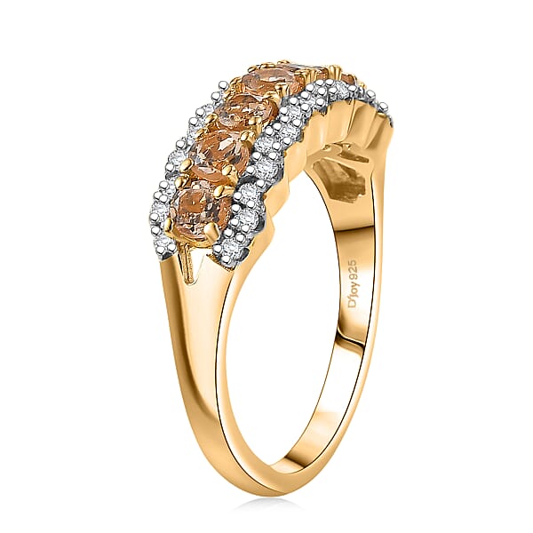 D'Joy Imperial Garnet Moissanite Ring In 18K Vermeil YG Over Sterling Silver 1.30 Ctw