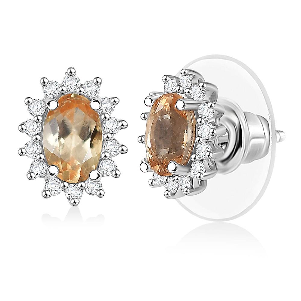 D'Joy Imperial Garnet Moissanite Sunburst Earrings in Rhodium Over Sterling Silver 1.40 ctw