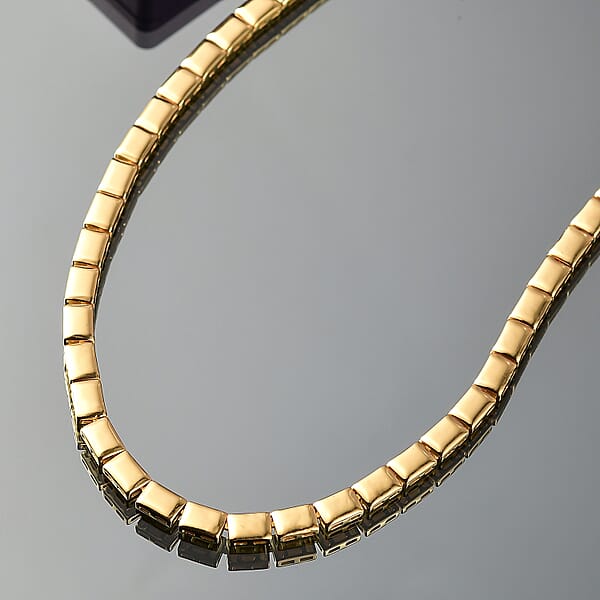 D'Joy In 18K Vermeil Yellow Gold Over Sterling Silver Bar Link Necklace 18 Inches 28.63 Grams