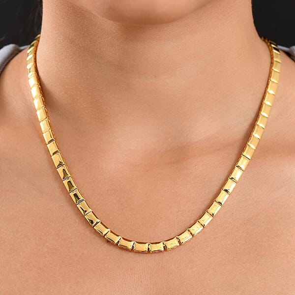 D'Joy In 18K Vermeil Yellow Gold Over Sterling Silver Bar Link Necklace 18 Inches 28.63 Grams