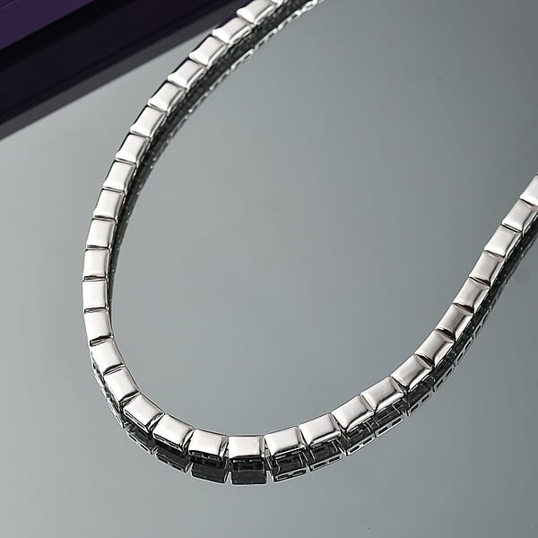D'Joy In Rhodium Over Sterling Silver Bar Link Necklace 18 Inches 28.90 Grams
