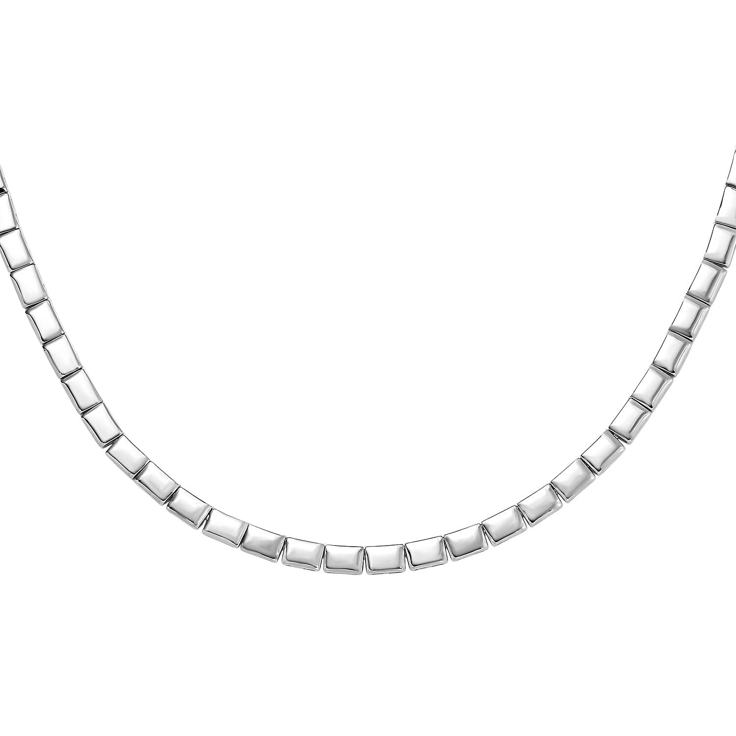 D'Joy in Rhodium Over Sterling Silver Bar Link Necklace 18 Inches 28.90 Grams