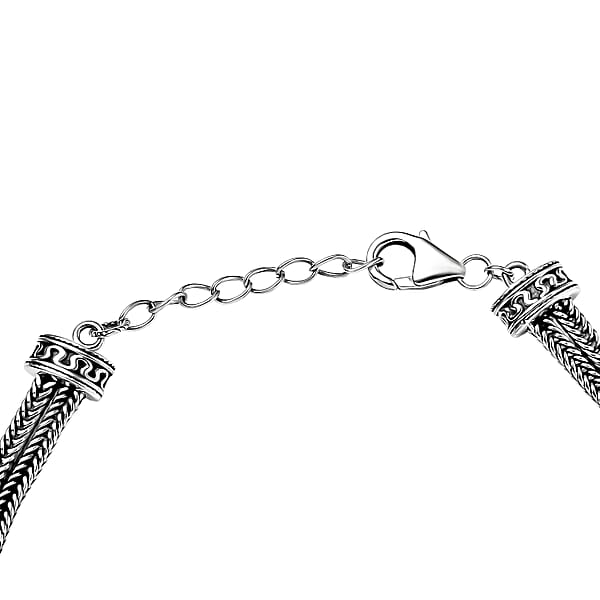 D'Joy Indian Artisan Crafted Premium Niassa Ruby (FF) 7.90 Ctw Bracelet In Black Oxidised Sterling Silver (7.25-8.25In)