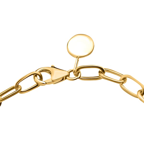 D'Joy Intial B Paper Clip Bracelet Vermeil Yellow Gold Over Sterling Silver Bracelet Intial Bracelet White Enamel Coin Bracelet (7.25 In) 5.90 Grams