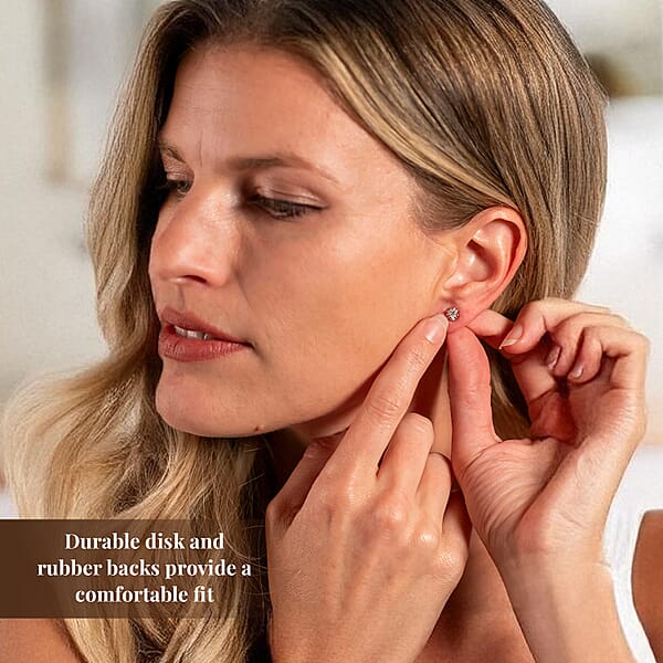 D'Joy J Francis Embellished With Zirconia By Swarovski 3.0 Ctw Stud Earrings In 18K RG Over Sterling Silver