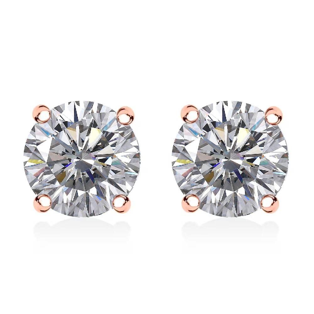 D'Joy J Francis Embellished with Zirconia by Swarovski 3.0 ctw Stud Earrings in 18K RG Over Sterling Silver