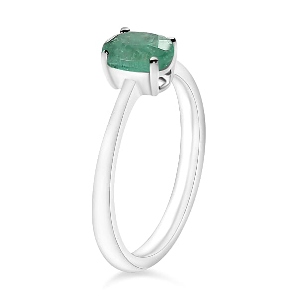 D'Joy Kagem Zambian Emerald 0.70 Ctw Ring In Platinum Over Sterling Silver (Del. In 10-12 Days)