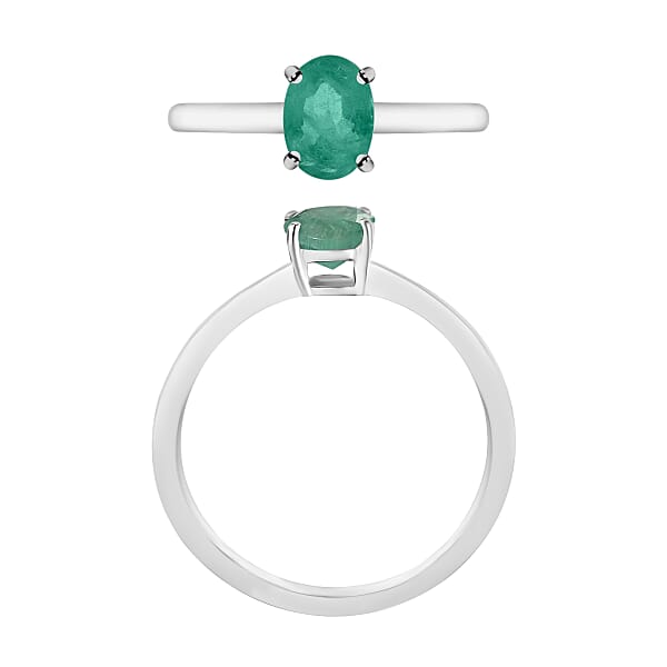 D'Joy Kagem Zambian Emerald 0.70 Ctw Ring In Platinum Over Sterling Silver (Del. In 10-12 Days)