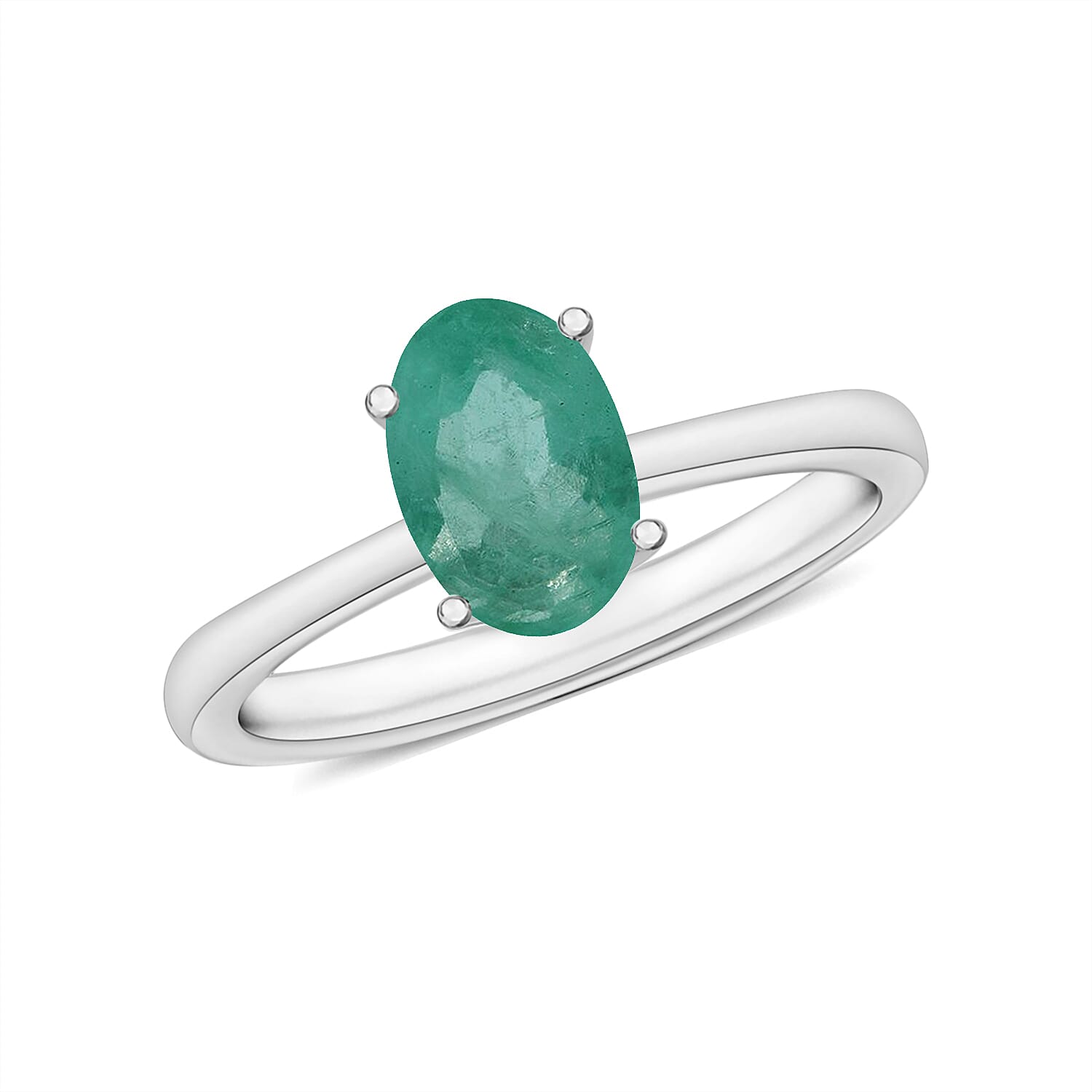 D'Joy Kagem Zambian Emerald 0.70 ctw Ring in Platinum Over Sterling Silver (Del. in 10-12 Days)