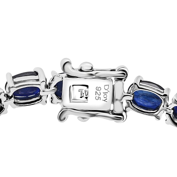 D'Joy Kanchanaburi Blue Sapphire (DF) 15.60 Ctw Regal Symphony Bracelet In Rhodium Over Sterling Silver (6.50 In)