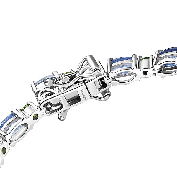 D'Joy Kashmir Kyanite And Chrome Diopside 14.50 Ctw Water Bubbles Bracelet In Rhodium Over Sterling Silver (7.25 In)