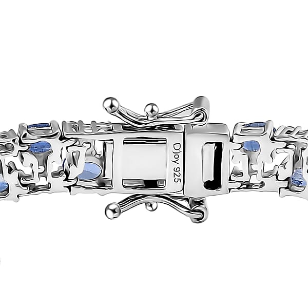 D'Joy Kashmir Kyanite And White Zircon 12.80 Ctw Celestial Symphony Bracelet In Rhodium Over Sterling Silver (7.25 In)
