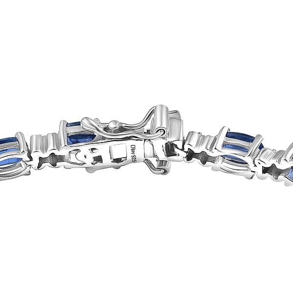 D’Joy Kashmir Kyanite And White Zircon 12.85 Ctw Four Leaf Clover Bracelet In Rhodium Over Sterling Silv (7.25 In)