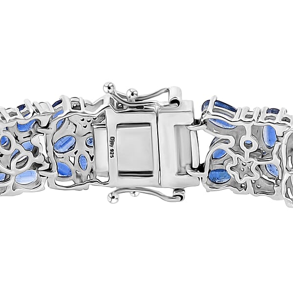 D'Joy Kashmir Kyanite And White Zircon 27.85 Ctw Make A Wish Bracelet In Rhodium Over Sterling Silver (7.25 In)