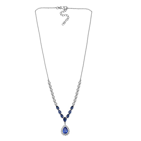 D'Joy Kashmir Kyanite And White Zircon 7.85 Ctw Celestial Majesty Necklace In Rhodium Over Sterling Silver 18 Inches