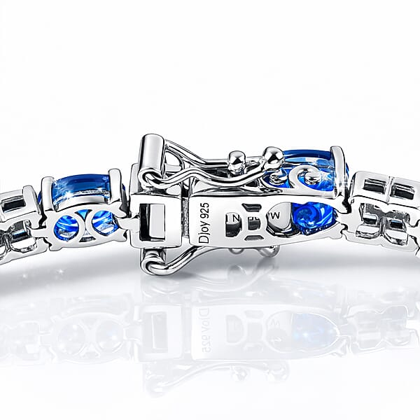 D'Joy Kashmir Kyanite Moissanite Bracelet In Rhodium Over Sterling Silver 12.00 Ctw (7.25 In)