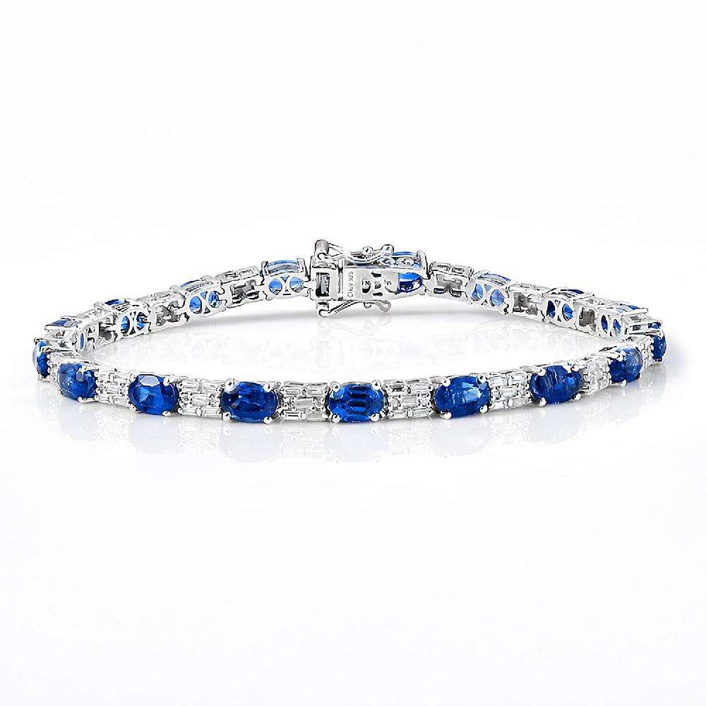 D'Joy Kashmir Kyanite Moissanite Bracelet in Rhodium Over Sterling Silver 12.00 ctw (7.25 In)