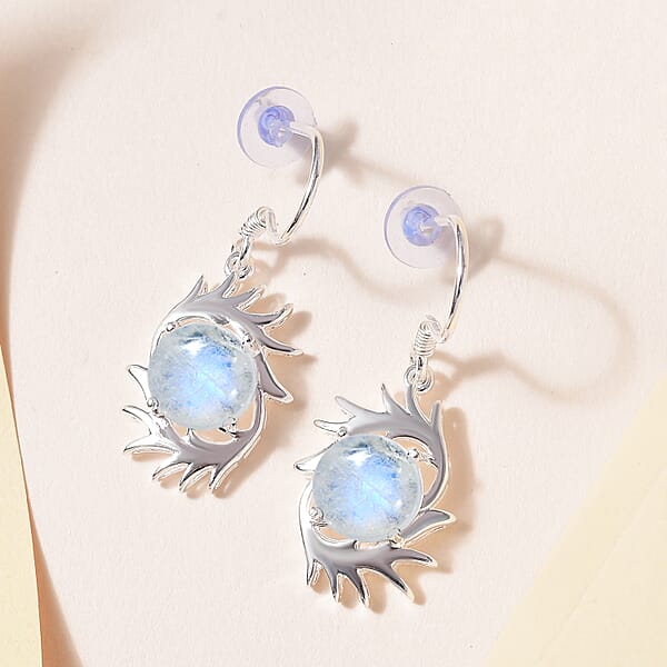 D'Joy Kuisa Rainbow Moonstone 6.75 Ctw Earrings In Sterling Silver