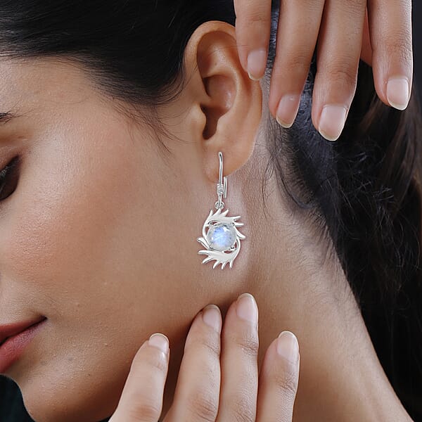 D'Joy Kuisa Rainbow Moonstone 6.75 Ctw Earrings In Sterling Silver