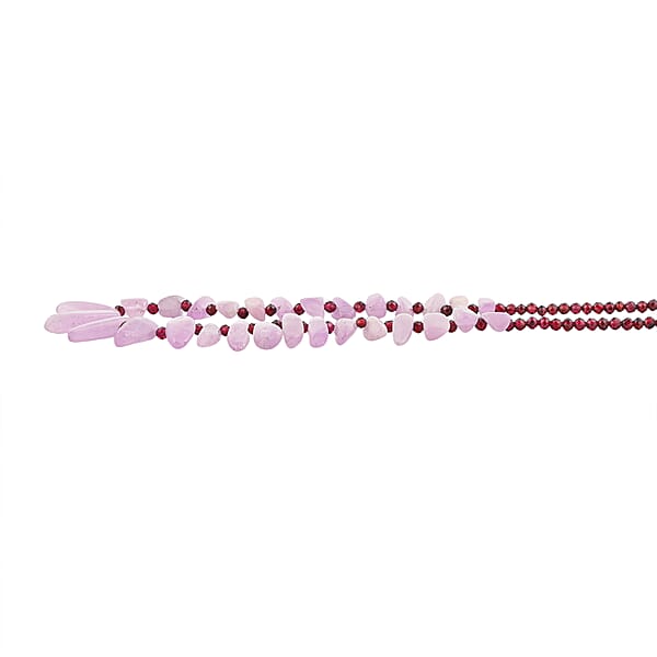 D'Joy Kunzite Orissa Rhodolite Garnet Necklace In Rhodium Over Sterling Silver 123.00 Ctw (18 Inches)