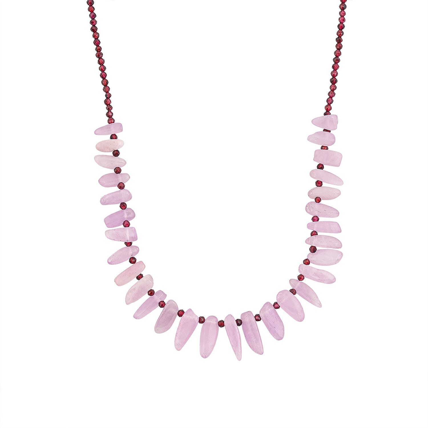 D'Joy Kunzite Orissa Rhodolite Garnet Necklace in Rhodium Over Sterling Silver 123.00 ctw (18 Inches)