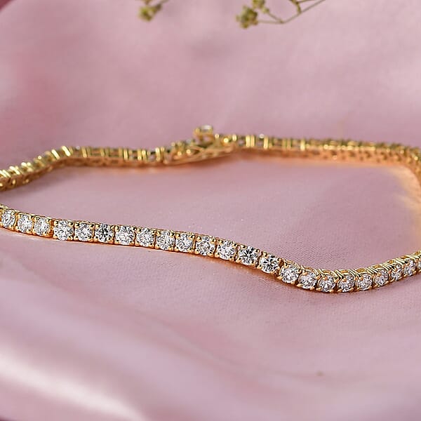 D'Joy Lab Grown Diamond 4.00 Ctw Iconic Tennis Bracelet In 18K Vermeil Yellow Gold Over Sterling Silver (7.25 In)