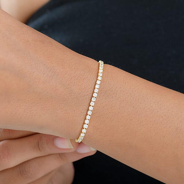 D'Joy Lab Grown Diamond 4.00 Ctw Iconic Tennis Bracelet In 18K Vermeil Yellow Gold Over Sterling Silver (7.25 In)