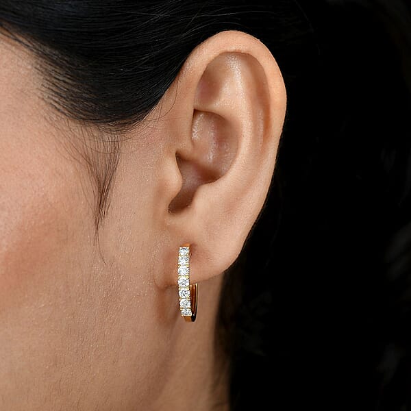 D'Joy Lab Grown Diamond I1 1.00 Ctw Classic Hoop Earrings In 18K Vermeil Yellow Gold Over Sterling Silver