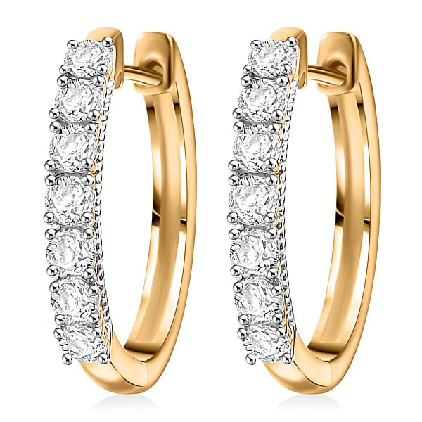 D'Joy Lab Grown Diamond I1 1.00 Ctw Classic Hoop Earrings In 18K Vermeil Yellow Gold Over Sterling Silver