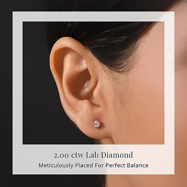 D'Joy Lab Grown Diamond I2 0.20 Ctw Earrings In 18K Vermeil Rose Gold Over Sterling Silver
