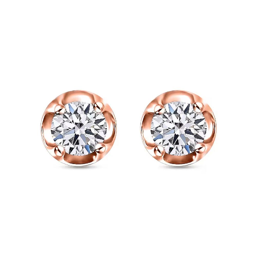 D'Joy Lab Grown Diamond I2 0.20 ctw Earrings in 18K Vermeil Rose Gold Over Sterling Silver