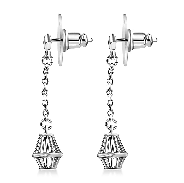 D'Joy Lantern Earrings In Rhodium Over Sterling Silver 2.40 Grams