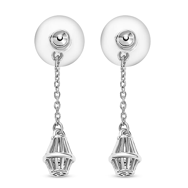 D'Joy Lantern Earrings In Rhodium Over Sterling Silver 2.40 Grams