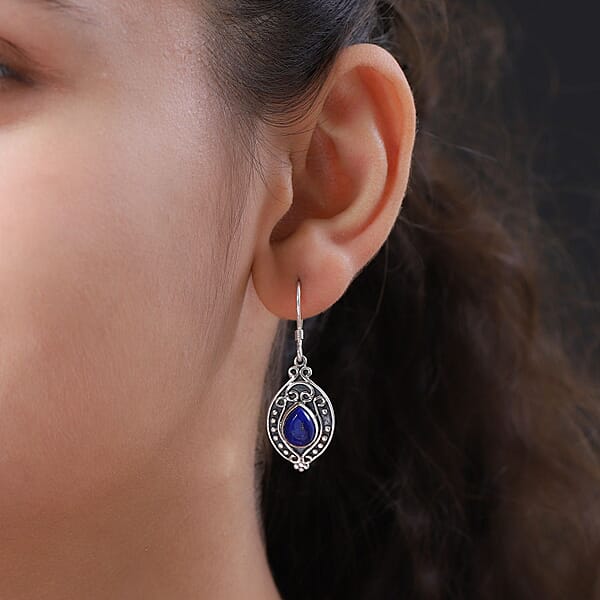 D'Joy Lapis Lazuli Dangle Earrings In Sterling Silver 5.50 Ctw