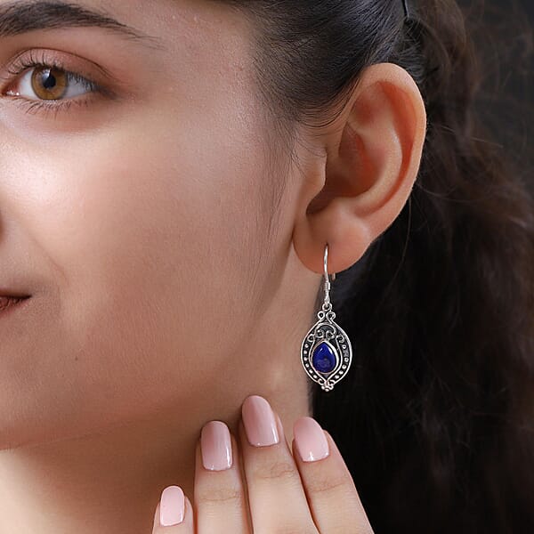 D'Joy Lapis Lazuli Dangle Earrings In Sterling Silver 5.50 Ctw