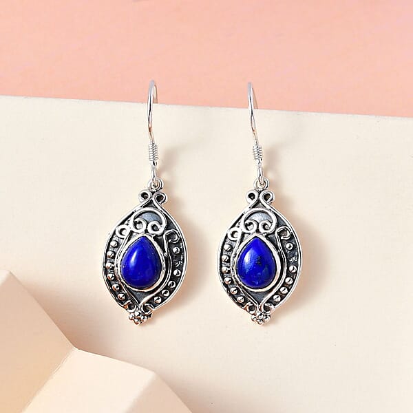 D'Joy Lapis Lazuli Dangle Earrings In Sterling Silver 5.50 Ctw