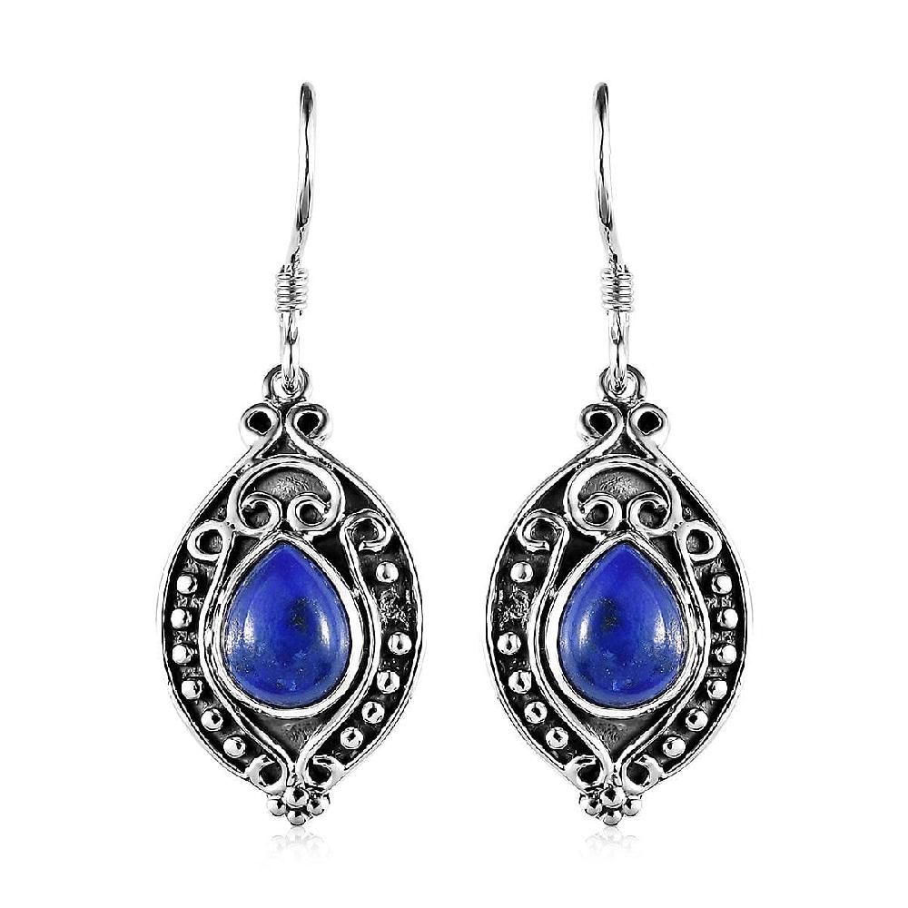 D'Joy Lapis Lazuli Dangle Earrings in Sterling Silver 5.50 ctw