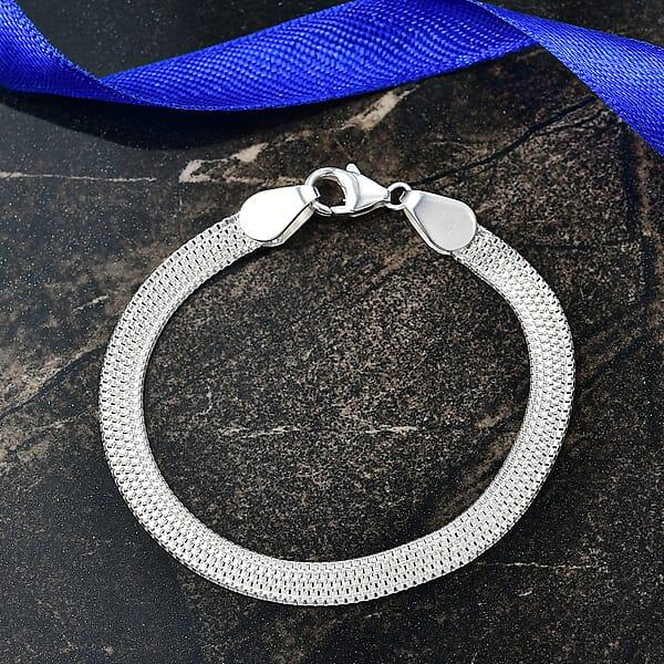 D'Joy Layering Box Link Bracelet In Sterling Silver (7.25 In) 7.3 Grams