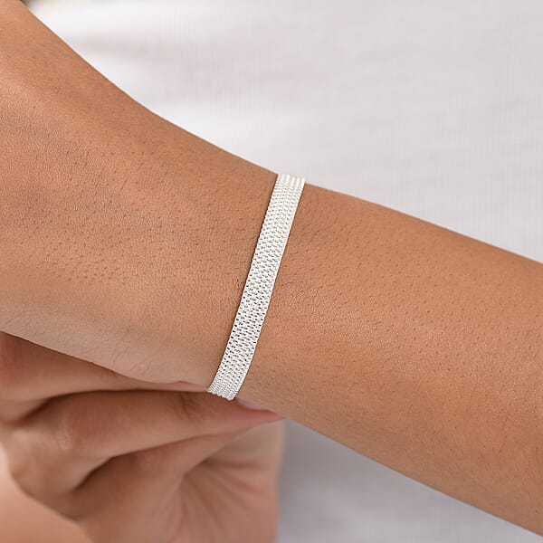D'Joy Layering Box Link Bracelet In Sterling Silver (7.25 In) 7.3 Grams