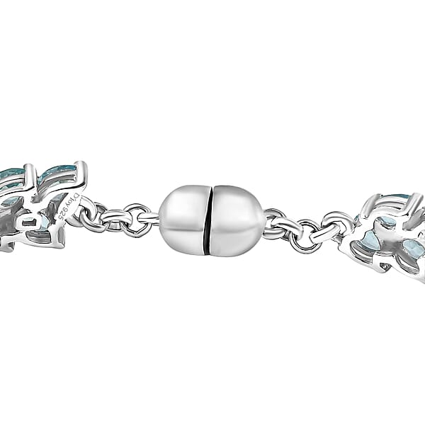 D'Joy Madagascar Blue Apatite Bracelet In Rhodium Over Sterling Silver 11.10 Ctw (7.25 Inches)