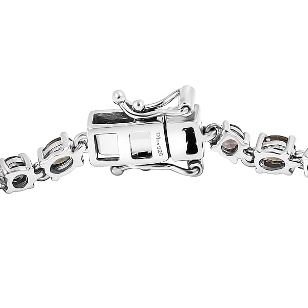 D’Joy Madagascar Color Change Garnet And Moissanite 5.80 Ctw Classic Tennis Bracelet In Rhodium Over Sterling Silver (6.50 In)