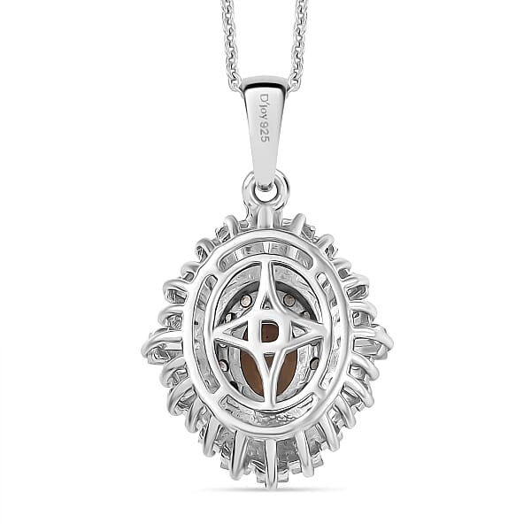 D'Joy Madagascar Color Change Garnet And Moissanite 3.50 Ctw Starburst Elegance Pendant Necklace In Rhodium Over Sterling Silver 20 Inches